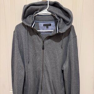 (c 2010) Banana Republic Mens Large Hoodie Zip-up Nautical Detail Grey